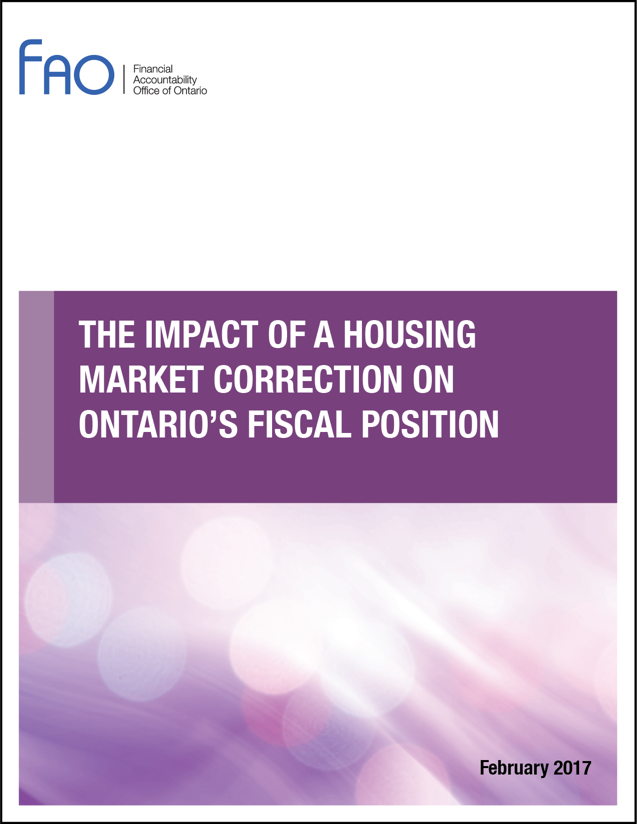 The Impact of a Housing Market Correction on Ontario’s Fiscal Position